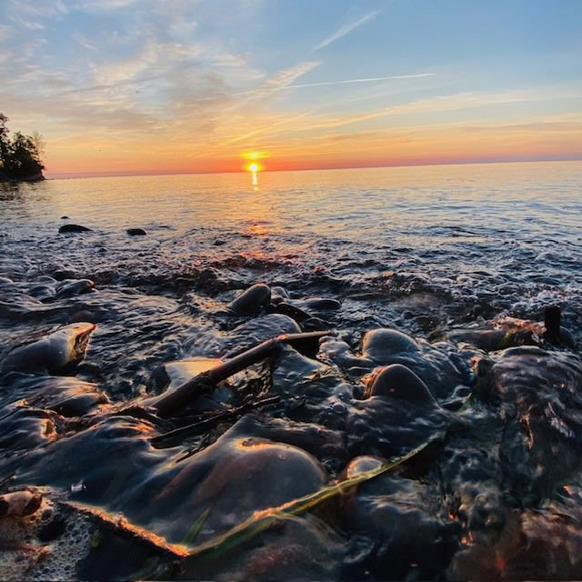 sunset over the water